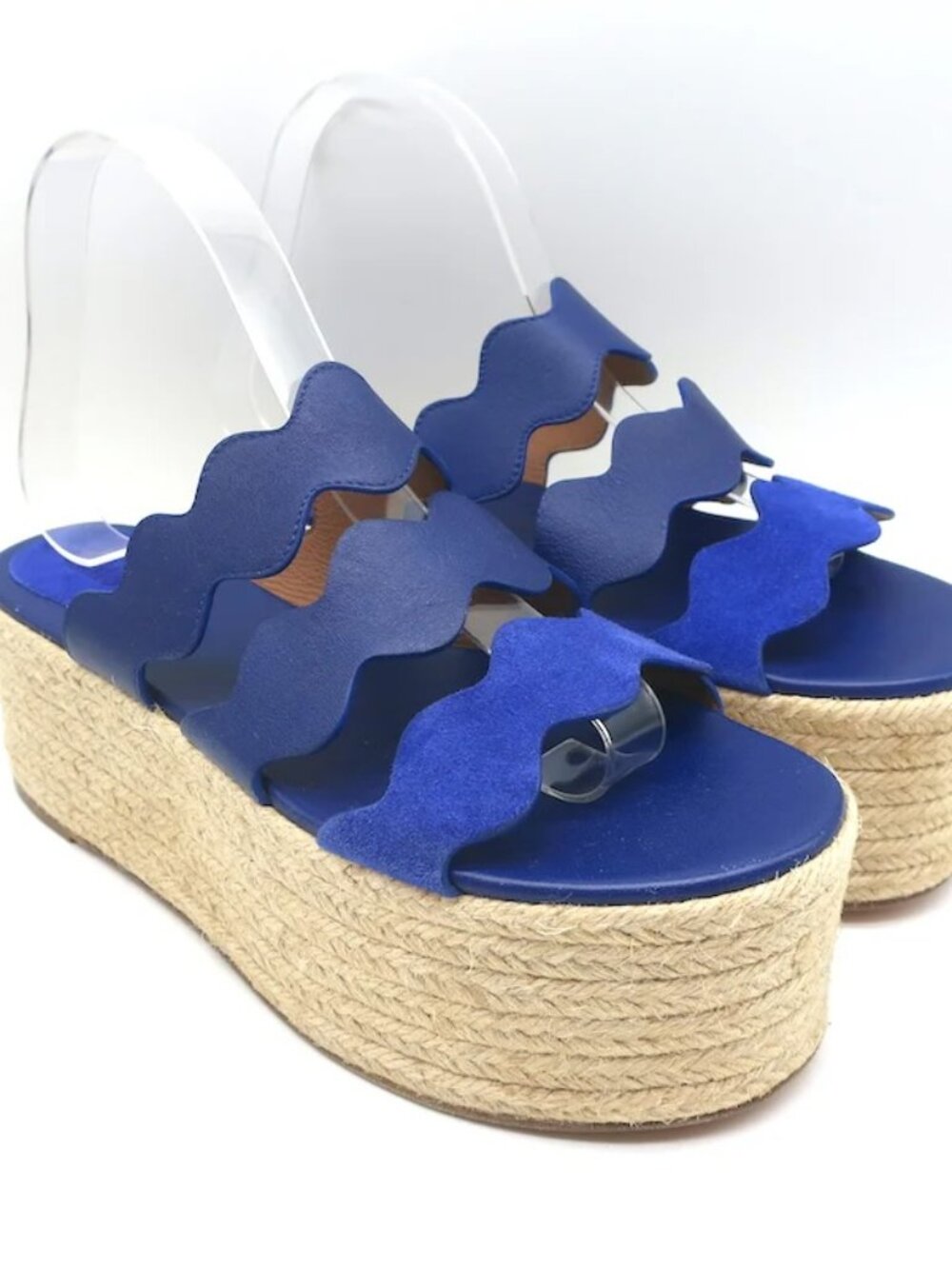 NWT Chloé Royal Blue Lauren Platform Espadrille Sandals Size 40 - Fits US 9